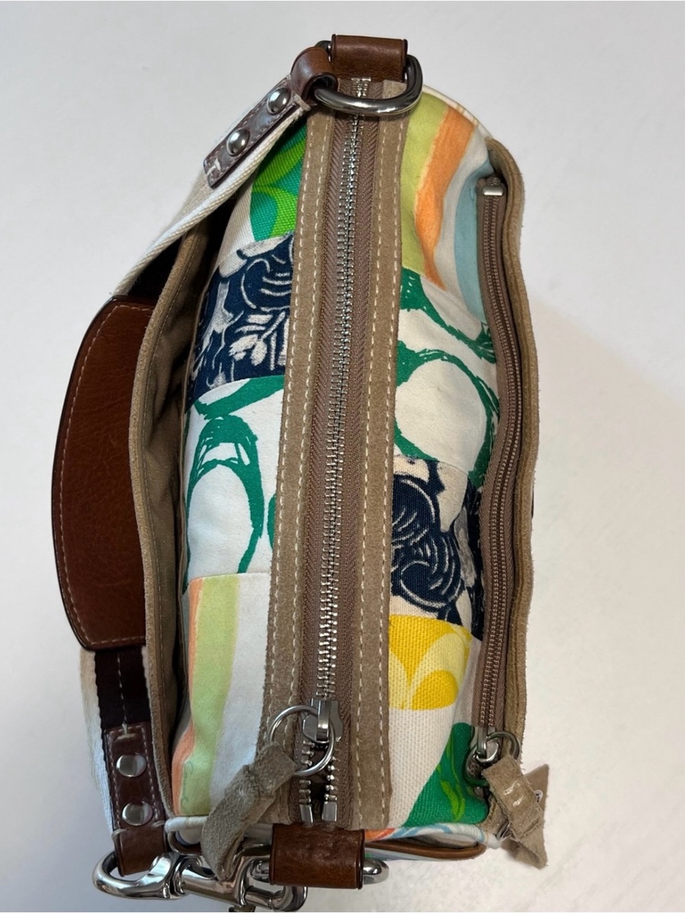 Coach Hamptons Scribble Multicolor Patchwork Barrel Shoulder Bag - Picture 9 of 11
